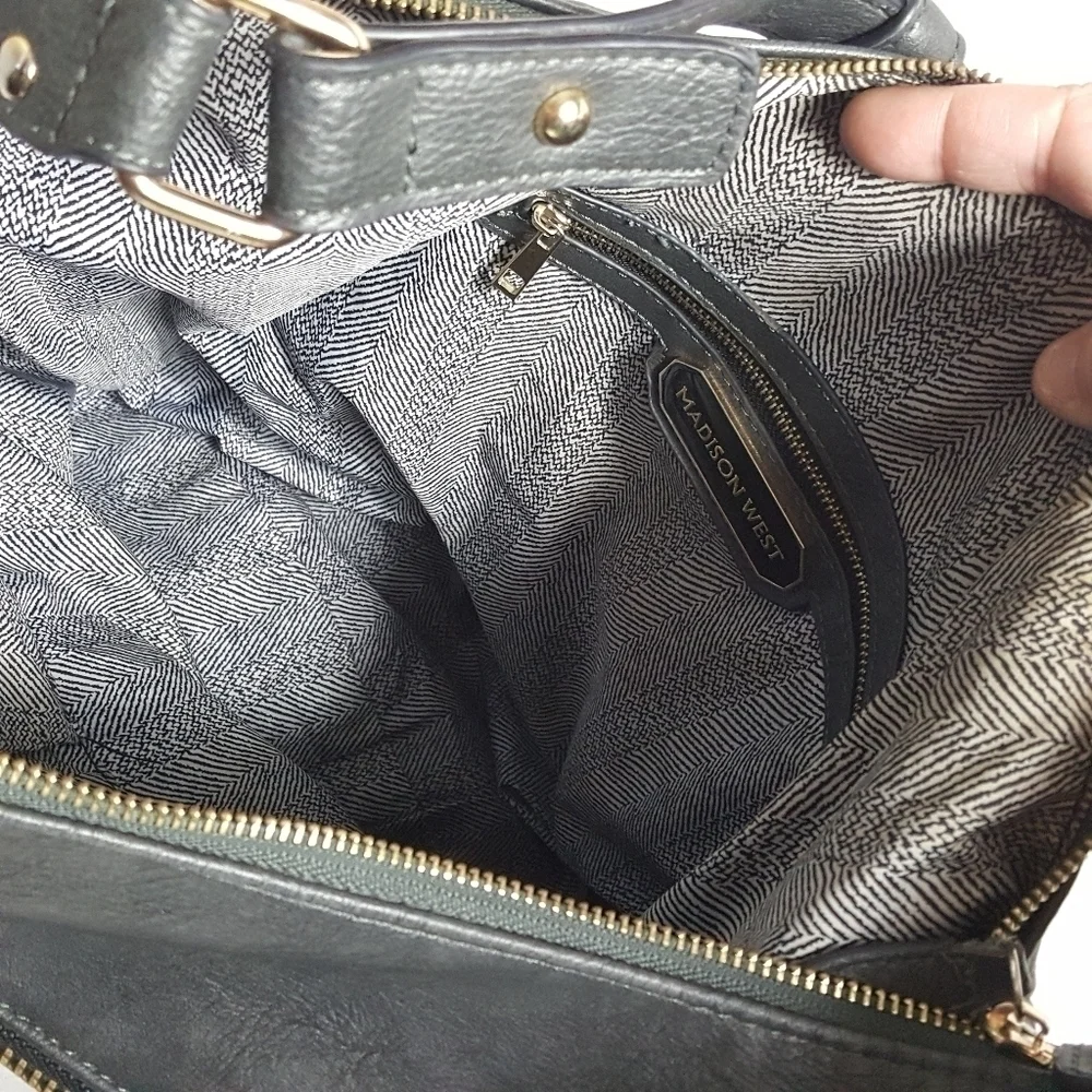 Madison West Charcoal gray Basket Weave Satchel